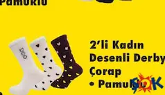 2'Lİ KADIN DESENLİ DERBY ÇORAP PAMUKLU